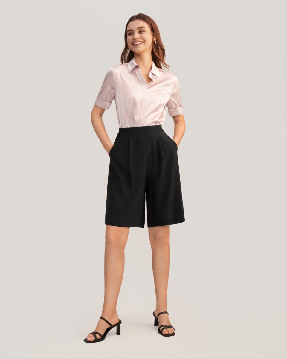 Lässige lose Shorts aus Bio-Seide