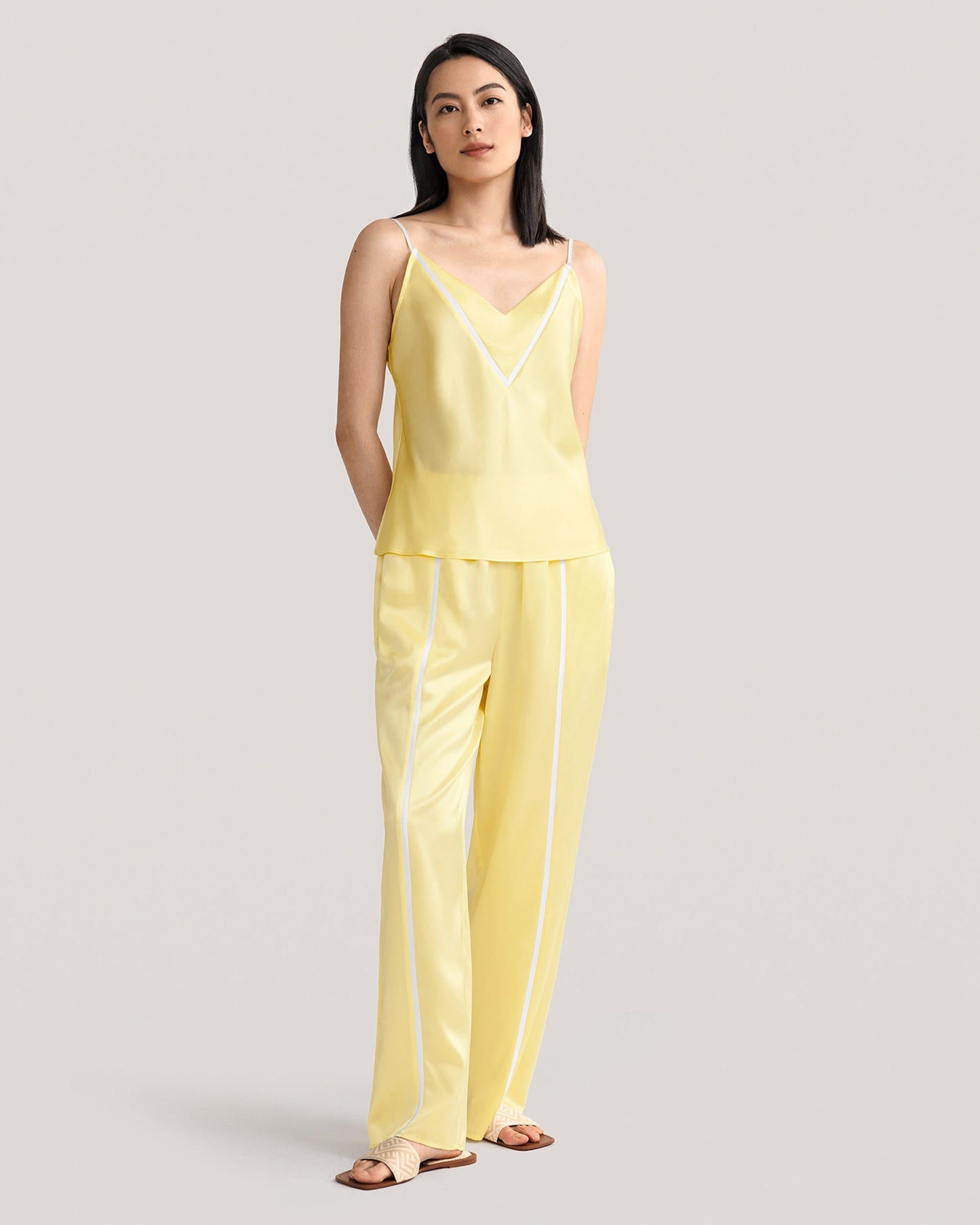 Goldfarbenes Kokon-Camisole-Set aus Seide