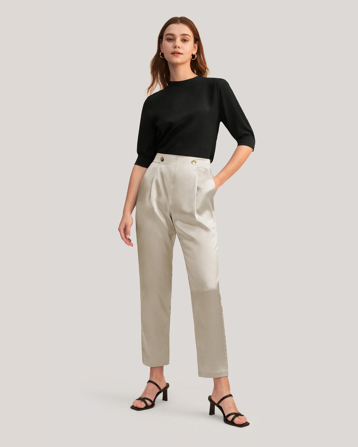Frauen elegante elastische Taille Seidenhose