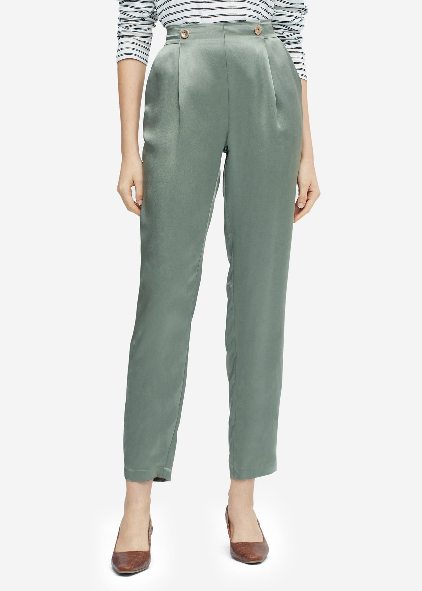 Frauen elegante elastische Taille Seidenhose