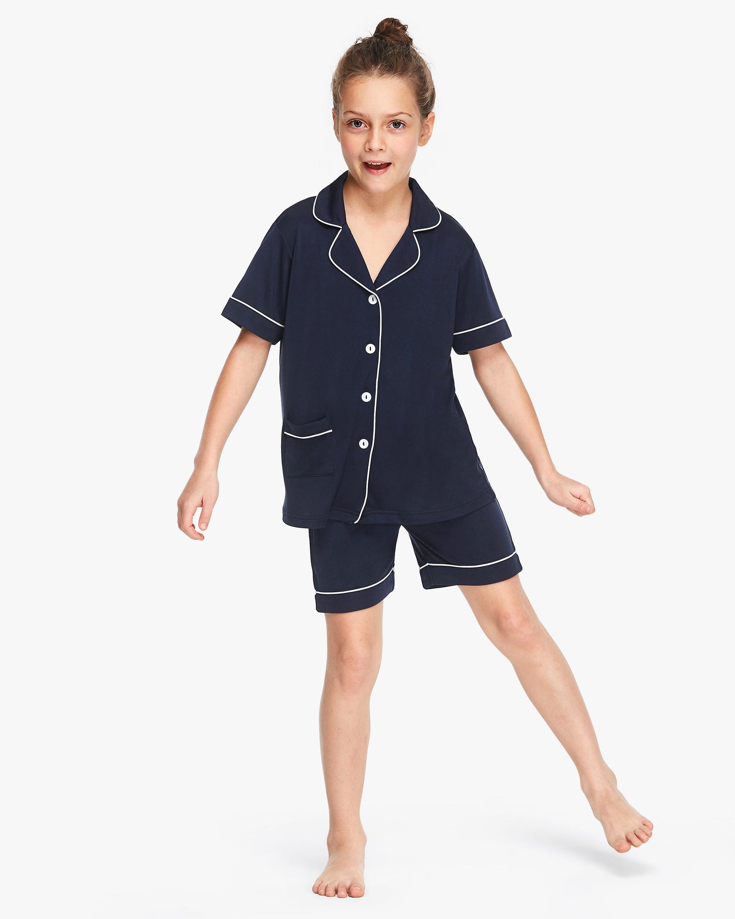 Schickes geschnittenes Seidenstrick Kinder Pyjama Set