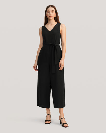 Schicker Jumpsuit aus Seide mit weitem Bein